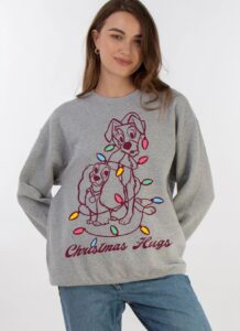 Brands In Grey Women Disney Lady & The Tramp Christmas Hugs Heather Sweatshirt 