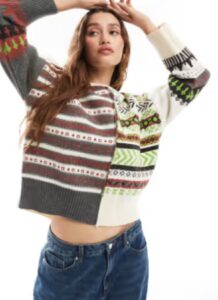 Daisy Street fairisle split knitted jumper 