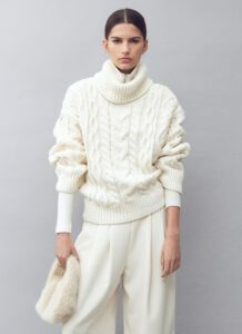 Cable-knit polo-neck jumper 